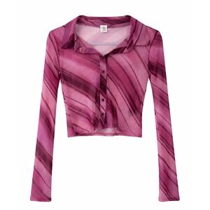 UO Mauve Sheer Cropped Blouse